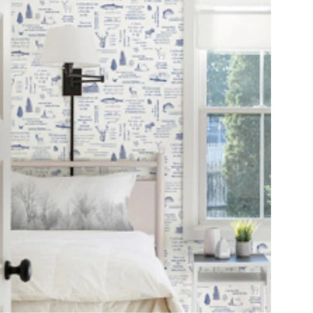 2 Chesapeake Wallpaper rolls, Navy Camping Quotes (56.4 sq. ft. Per roll),